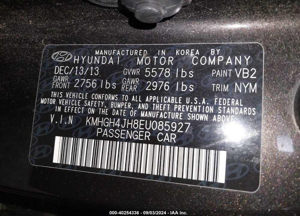 2014 HYUNDAI EQUUS SIGNATURE VIN: KMHGH4JH8EU085927
