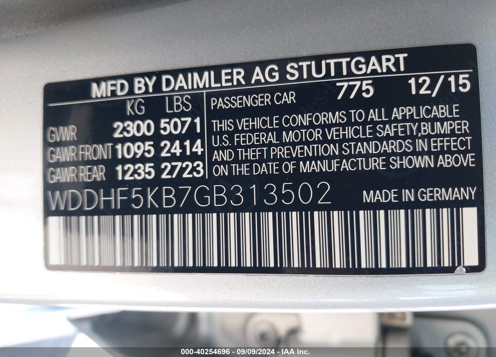 2016 MERCEDES-BENZ E 350 VIN: WDDHF5KB7GB313502