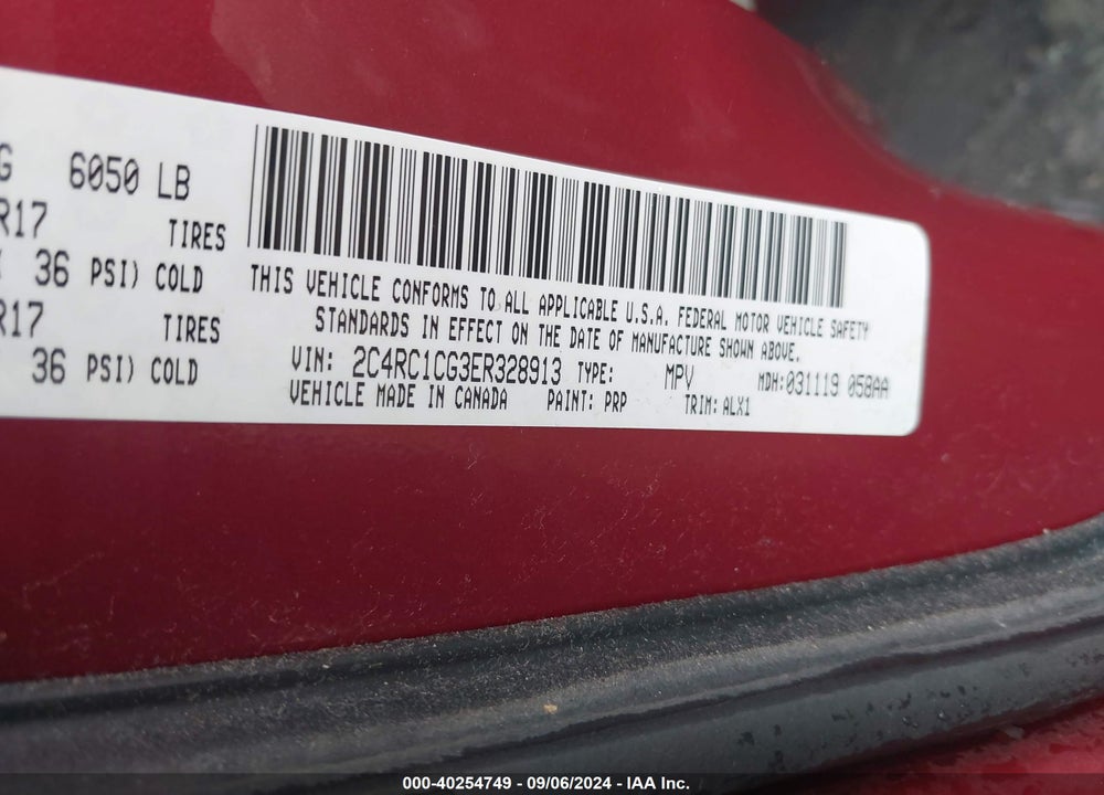2014 CHRYSLER TOWN & COUNTRY TOURING-L VIN: 2C4RC1CG3ER328913