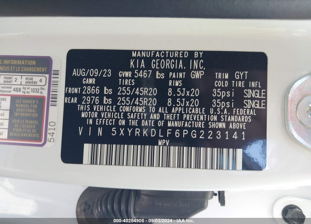 2023 KIA SORENTO SX PRESTIGE VIN: 5XYRKDLF6PG223141