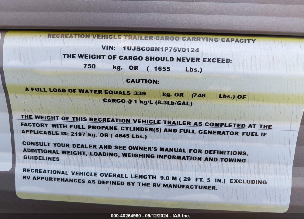 2023 JAYCO JAYFL184BH VIN: 1UJBC0BN1P75V0124