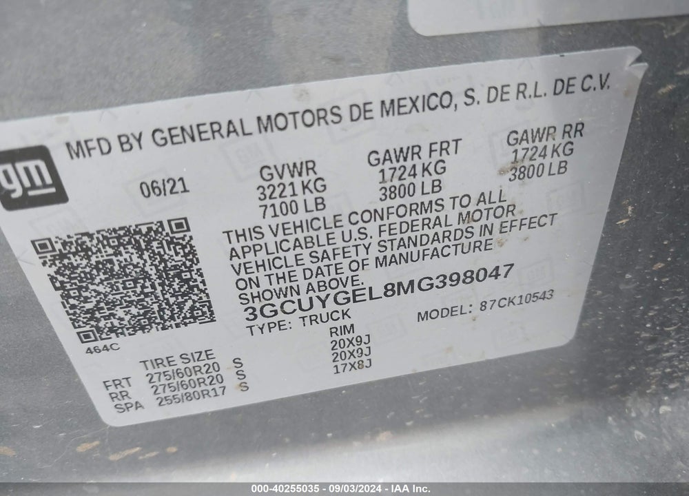 2021 CHEVROLET SILVERADO 1500 4WD SHORT BED LTZ VIN: 3GCUYGEL8MG398047