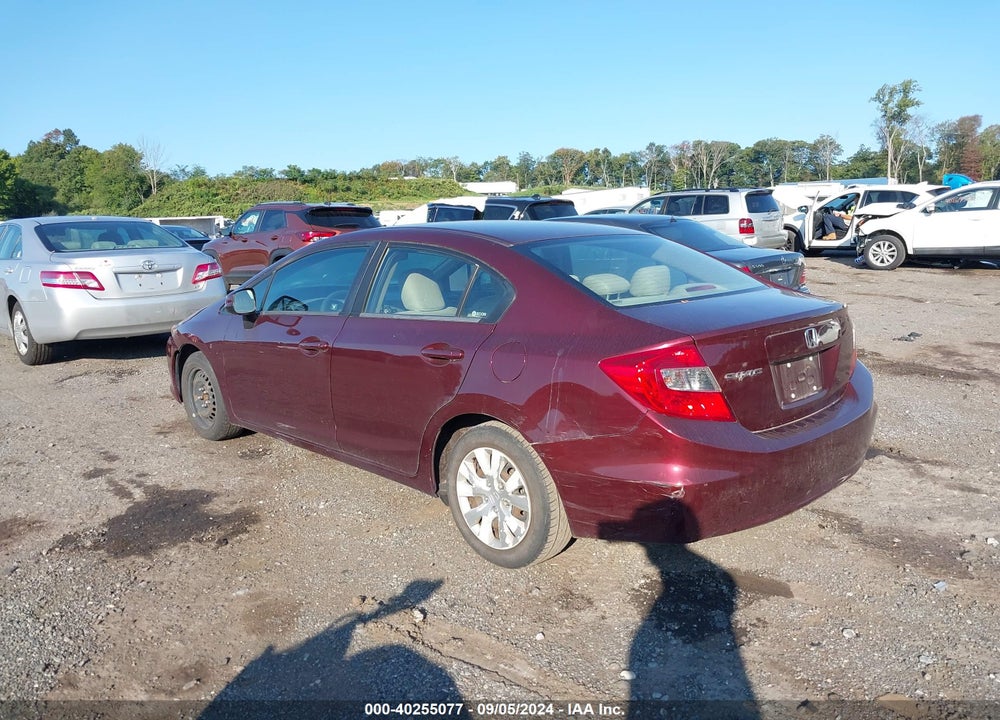 2012 HONDA CIVIC LX VIN: 19XFB2F59CE344358
