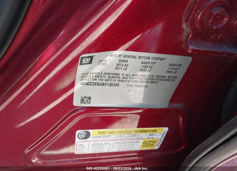 2010 BUICK LACROSSE CXL VIN: 1G4GC5EG4AF106308