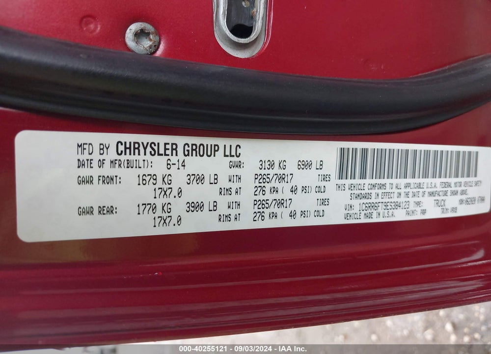 2014 RAM 1500 VIN: 1C6RR6FT9ES384123