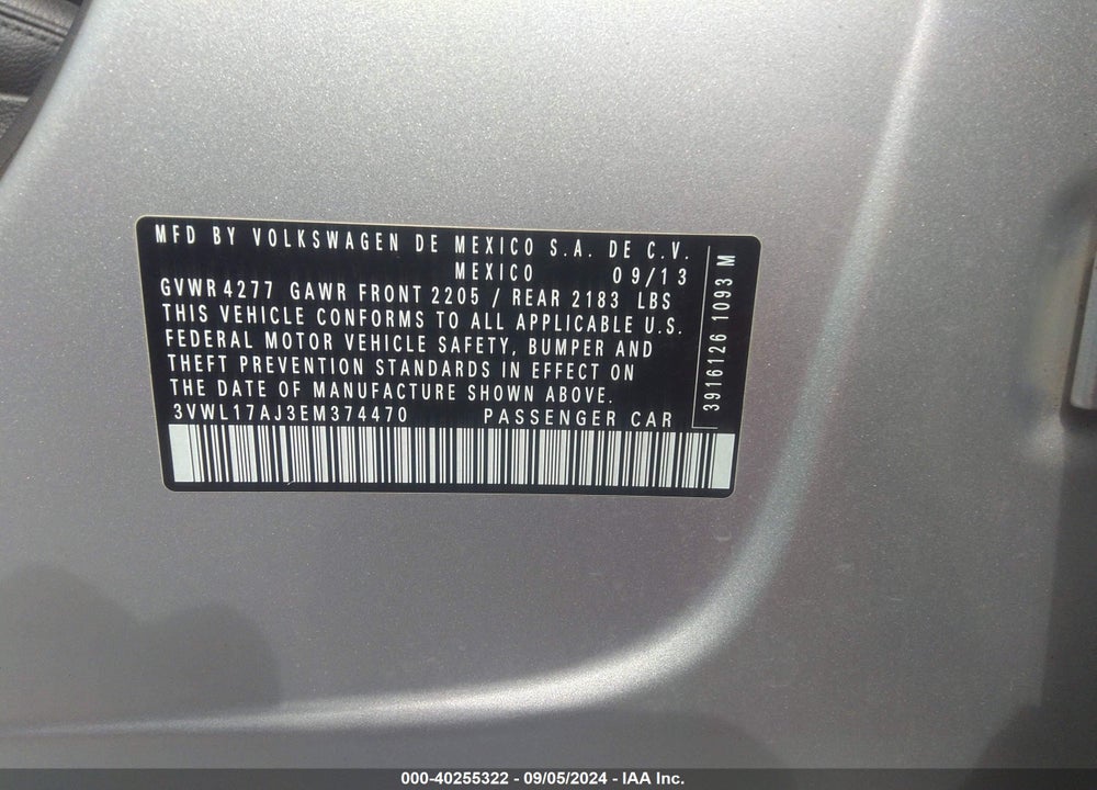 2014 VOLKSWAGEN JETTA 1.8T SEL VIN: 3VWL17AJ3EM374470