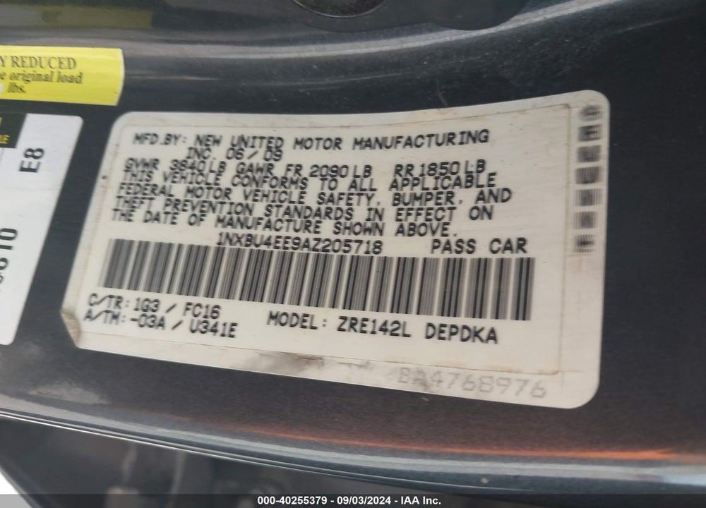 2010 TOYOTA COROLLA LE VIN: 1NXBU4EE9AZ205718