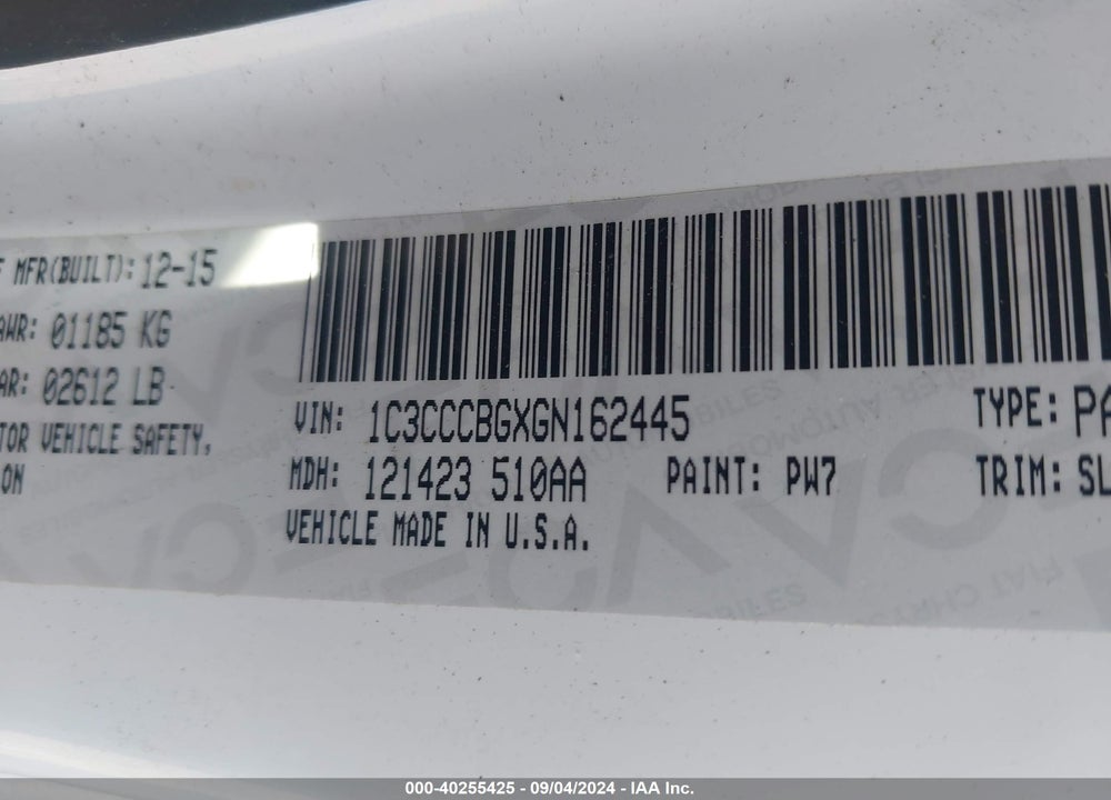 2016 CHRYSLER 200 S VIN: 1C3CCCBGXGN162445