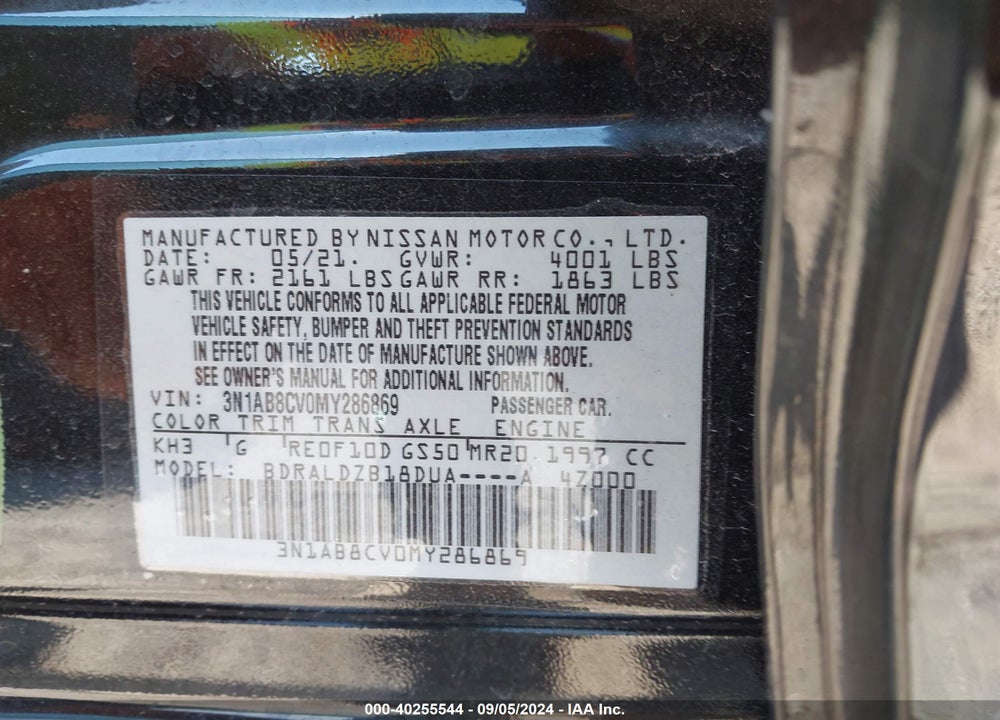 2021 NISSAN SENTRA SV XTRONIC CVT VIN: 3N1AB8CV0MY286869