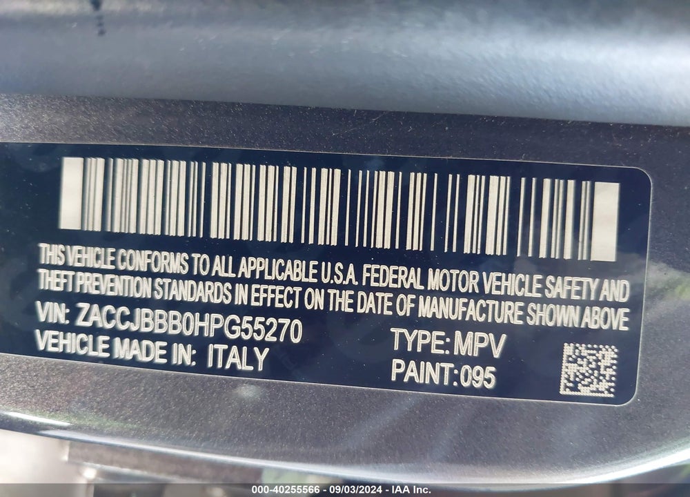 2017 JEEP RENEGADE LATITUDE 4X4 VIN: ZACCJBBB0HPG55270