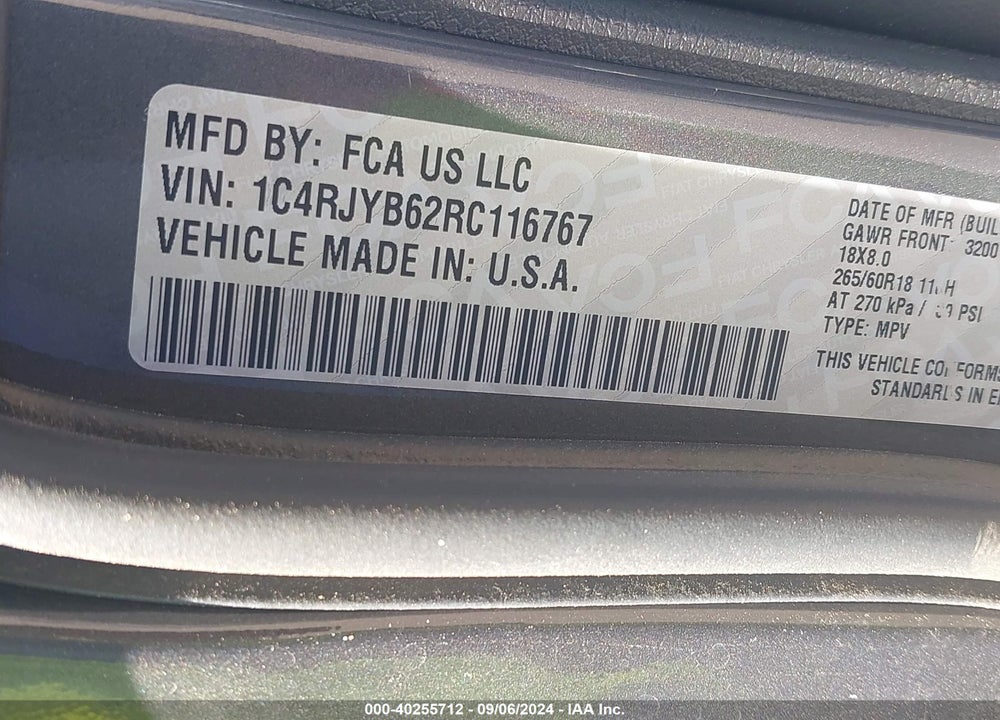2024 JEEP GRAND CHEROKEE 4XE VIN: 1C4RJYB62RC116767