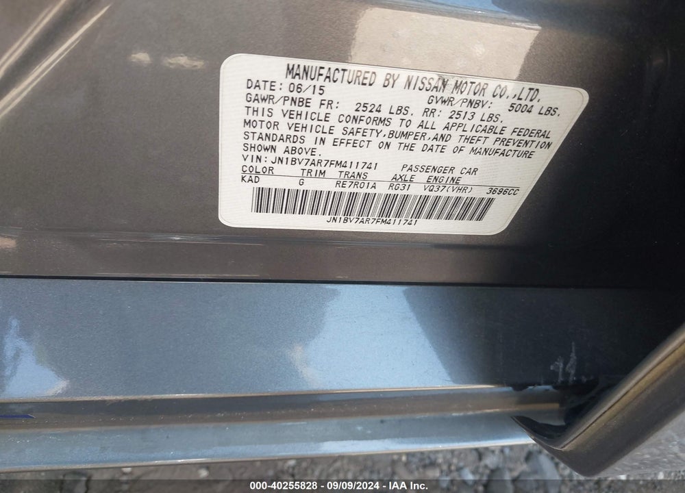 2015 INFINITI Q50 SPORT VIN: JN1BV7AR7FM411741