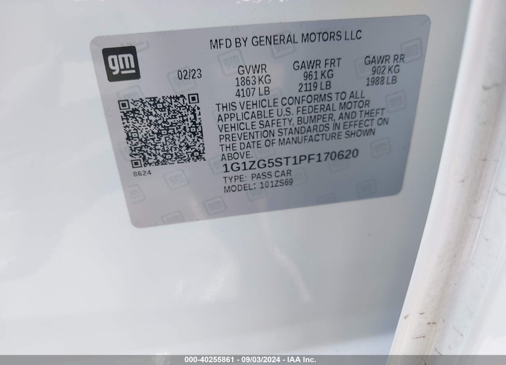 2023 CHEVROLET MALIBU FWD RS VIN: 1G1ZG5ST1PF170620