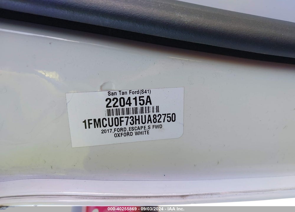 2017 FORD ESCAPE S VIN: 1FMCU0F73HUA82750
