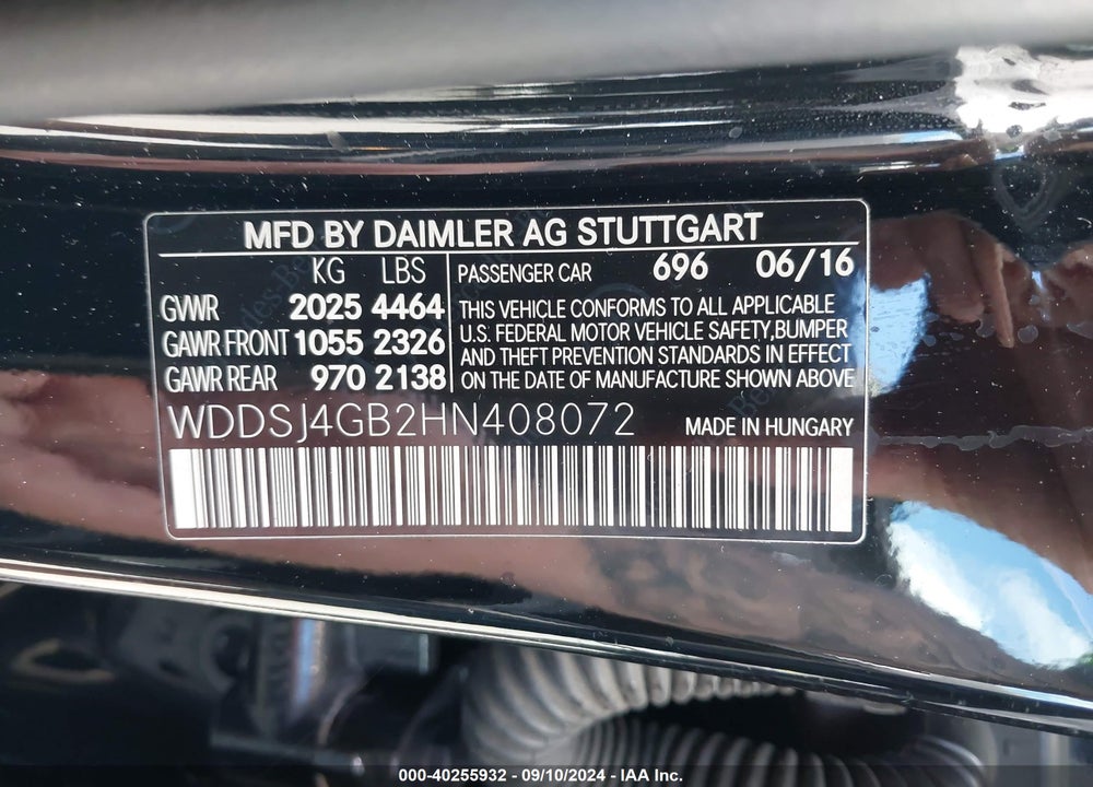 2017 MERCEDES-BENZ CLA 250 4MATIC VIN: WDDSJ4GB2HN408072