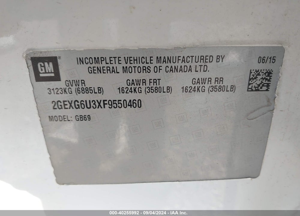 2015 CADILLAC XTS V4U COACHBUILDER LIMOUSINE VIN: 2GEXG6U3XF9550460
