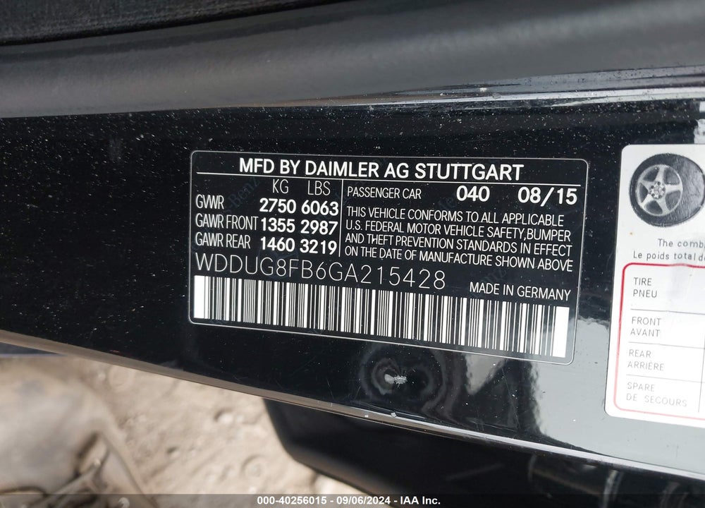 2016 MERCEDES-BENZ S 550 4MATIC VIN: WDDUG8FB6GA215428