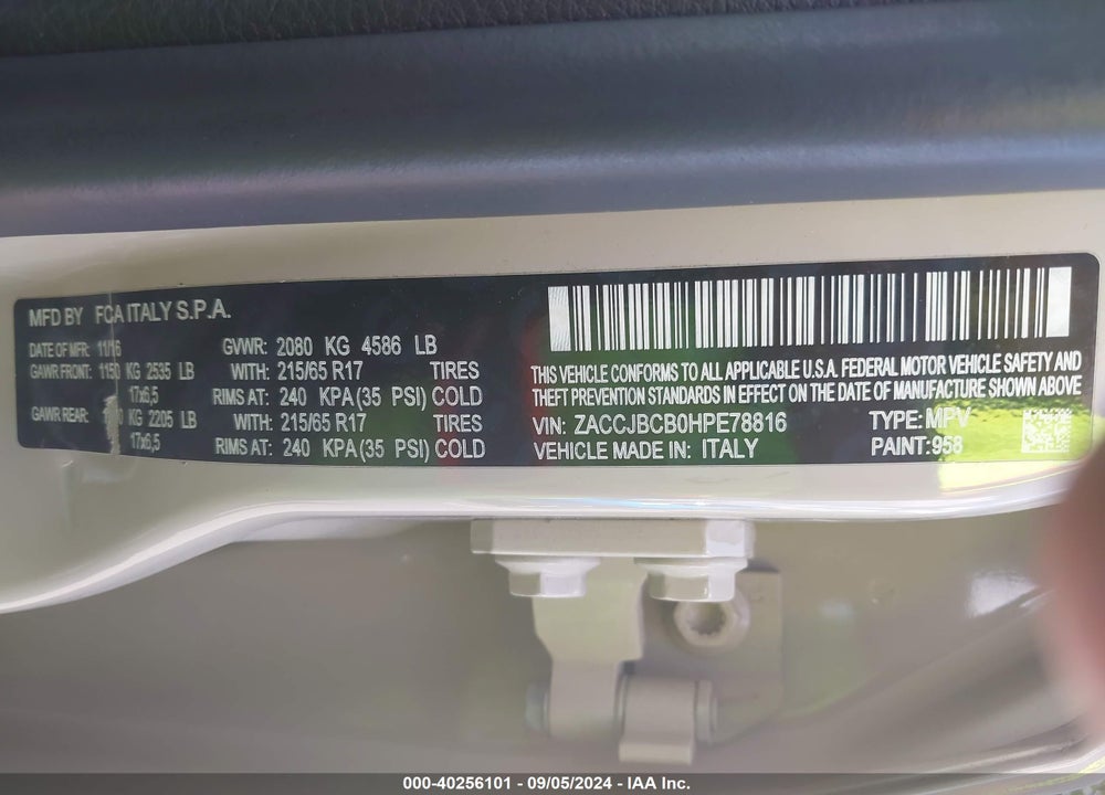 2017 JEEP RENEGADE DESERTHAWK 4X4 VIN: ZACCJBCB0HPE78816