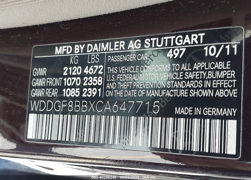 2012 MERCEDES-BENZ C 300 LUXURY 4MATIC/SPORT 4MATIC VIN: WDDGF8BBXCA647715