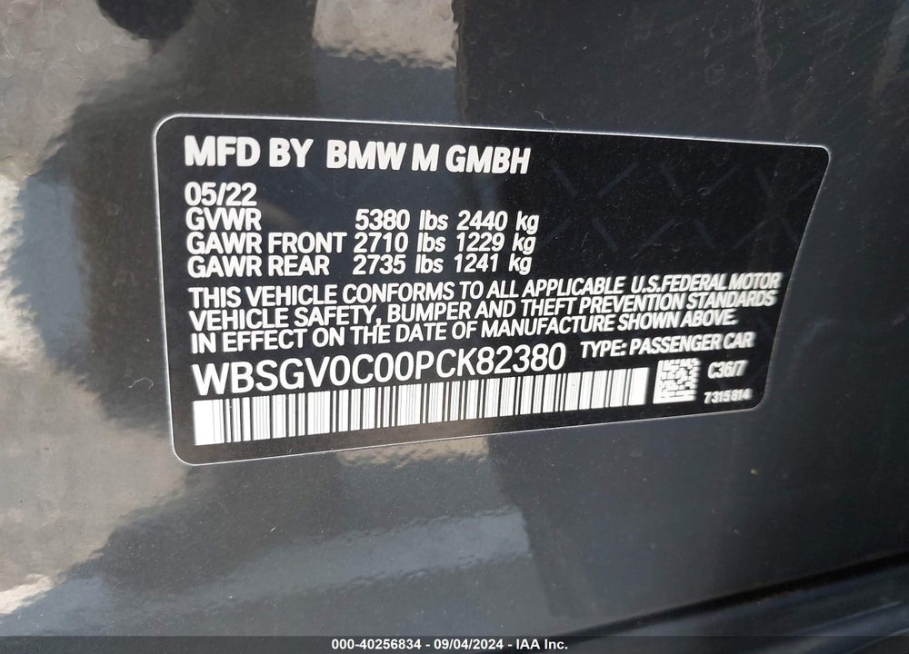 2023 BMW M8 GRAN COUPE COMPETITION VIN: WBSGV0C00PCK82380