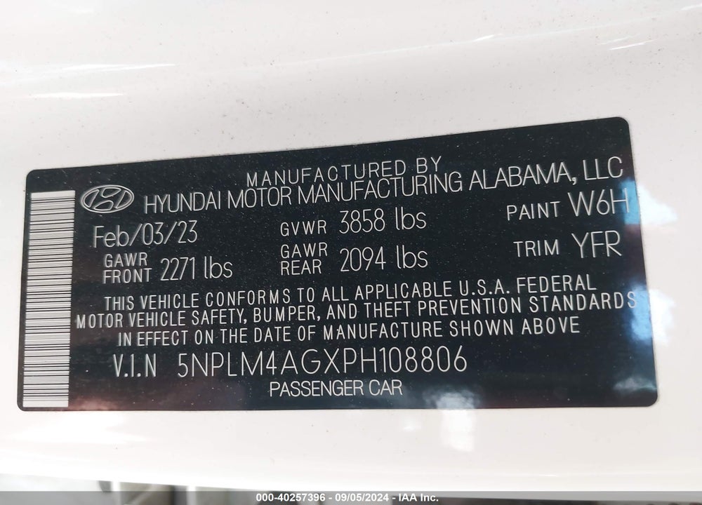 2023 HYUNDAI ELANTRA SEL VIN: 5NPLM4AGXPH108806