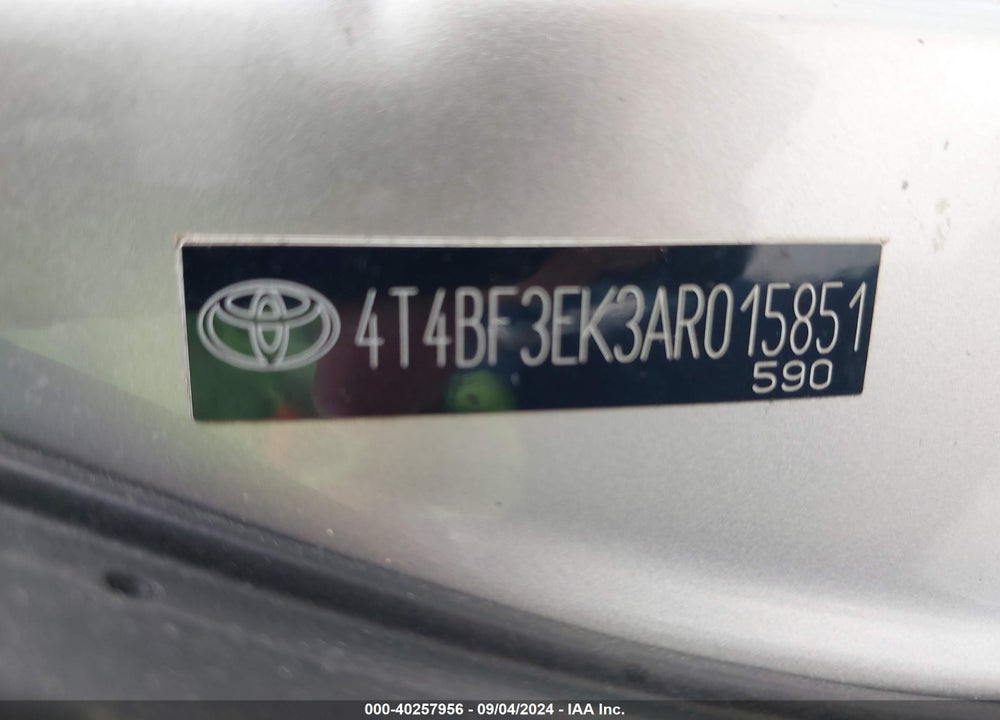 2010 TOYOTA CAMRY LE VIN: 4T4BF3EK3AR015851