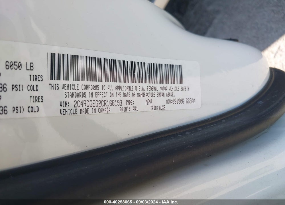 2012 DODGE GRAND CARAVAN R/T VIN: 2C4RDGEG2CR168193
