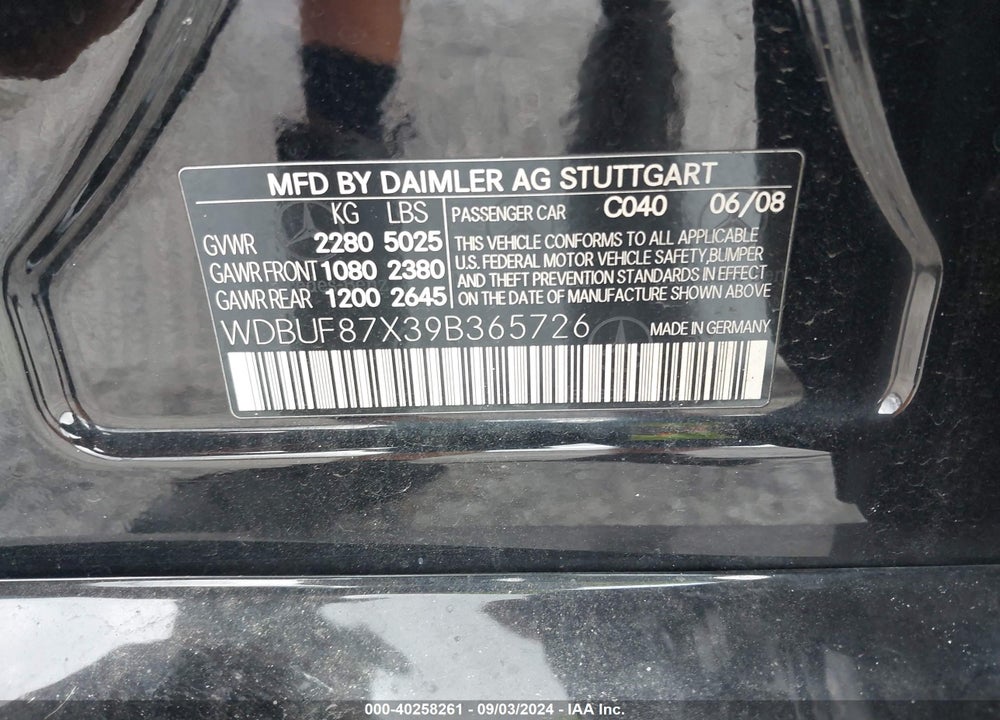 2009 MERCEDES-BENZ E 350 4MATIC VIN: WDBUF87X39B365726