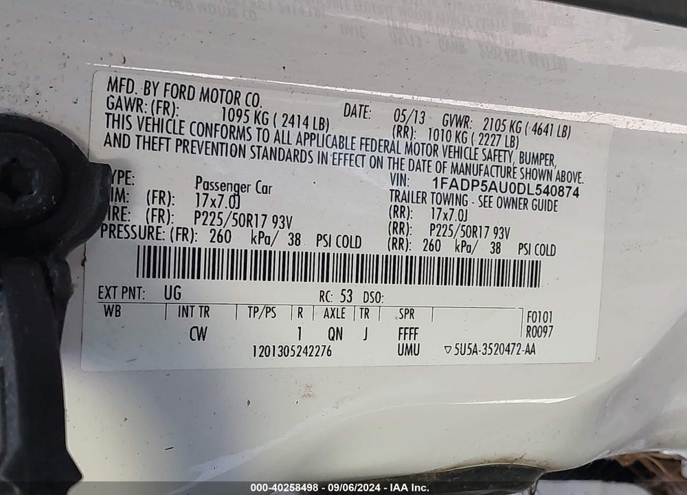 2013 FORD C-MAX HYBRID SE VIN: 1FADP5AU0DL540874