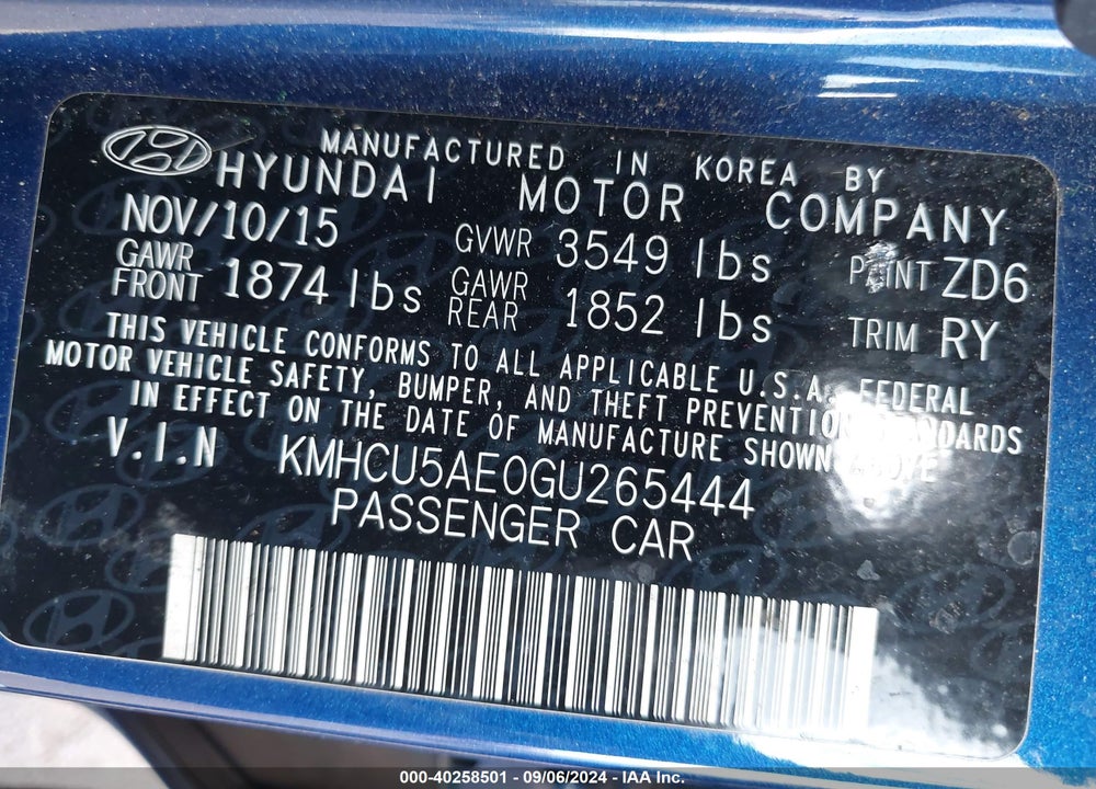 2016 HYUNDAI ACCENT SPORT VIN: KMHCU5AE0GU265444