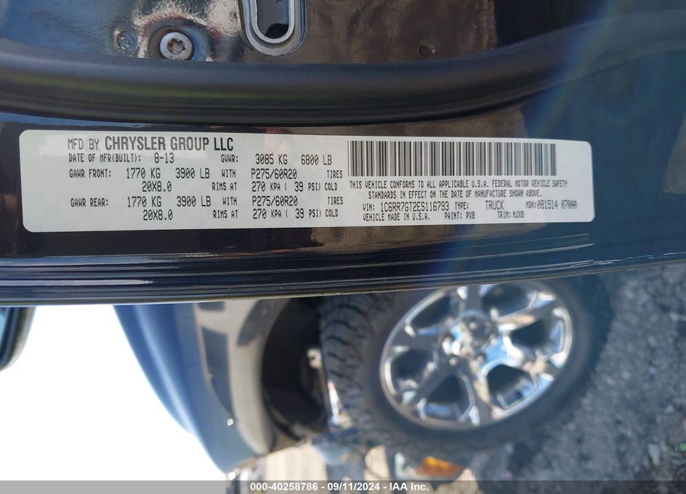 2014 RAM 1500 BIG HORN VIN: 1C6RR7GT2ES116793
