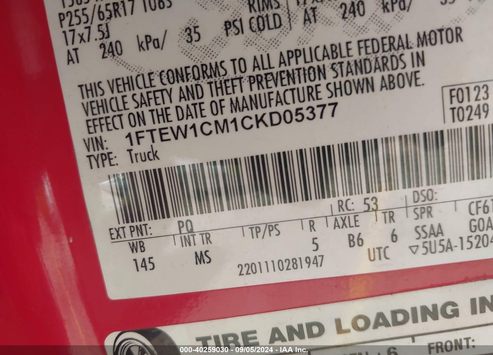 2012 FORD F-150 XLT VIN: 1FTEW1CM1CKD05377