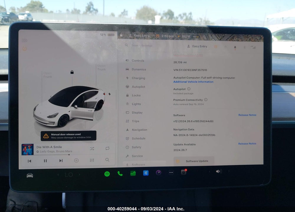 2022 TESLA MODEL 3 PERFORMANCE DUAL MOTOR ALL-WHEEL DRIVE VIN: 5YJ3E1EC8NF357510