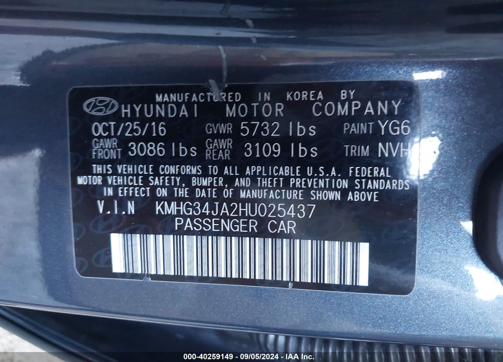 2017 GENESIS G90 3.3T PREMIUM VIN: KMHG34JA2HU025437