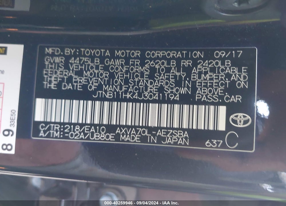 2018 TOYOTA CAMRY SE VIN: JTNB11HK4J3041194