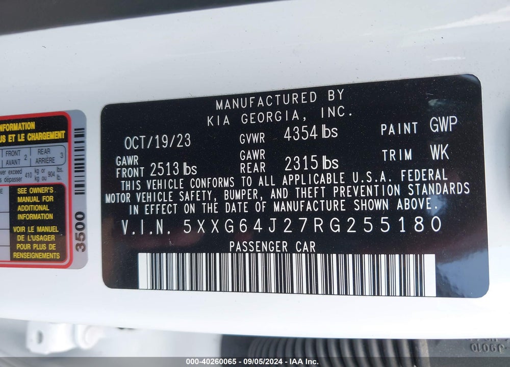 2024 KIA K5 GT LINE VIN: 5XXG64J27RG255180