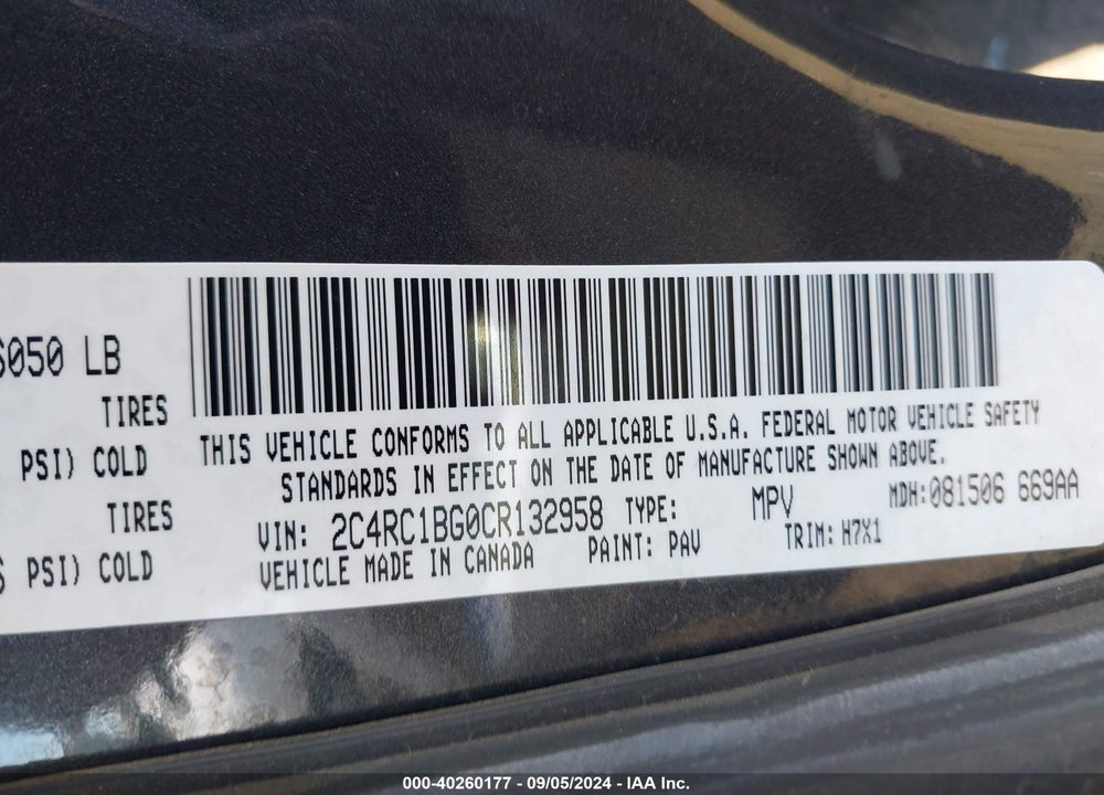 2012 CHRYSLER TOWN & COUNTRY TOURING VIN: 2C4RC1BG0CR132958