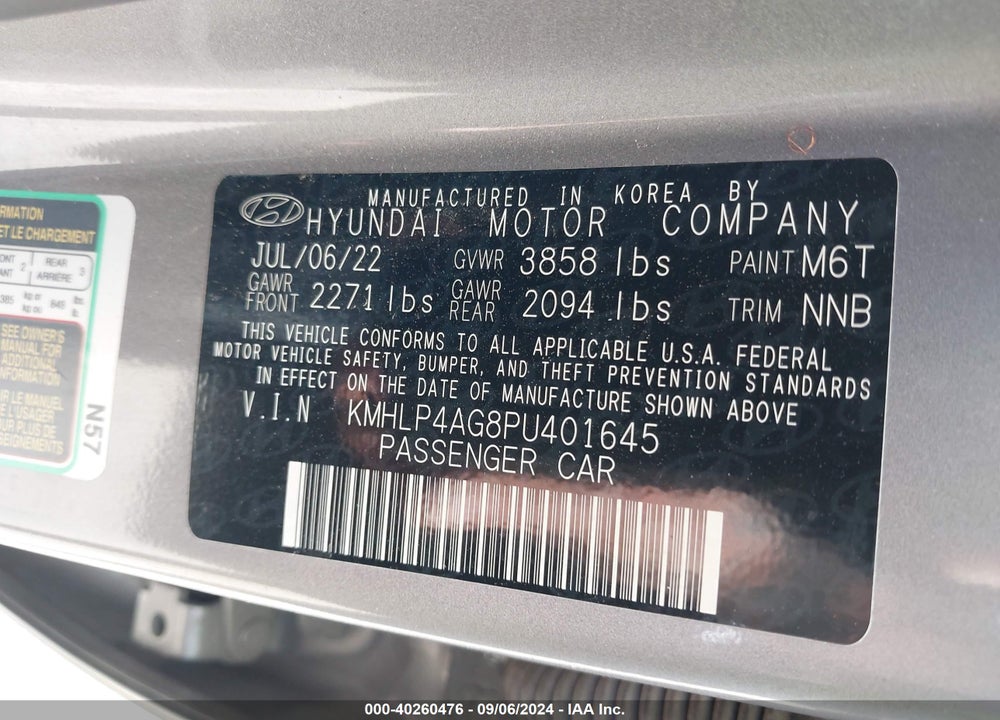 2023 HYUNDAI ELANTRA LIMITED VIN: KMHLP4AG8PU401645