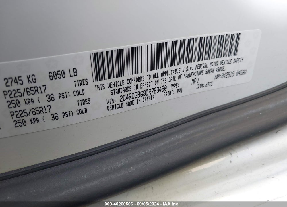 2013 DODGE GRAND CARAVAN SE VIN: 2C4RDGBG8DR763460