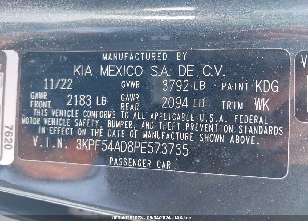 2023 KIA FORTE GT LINE VIN: 3KPF54AD8PE573735