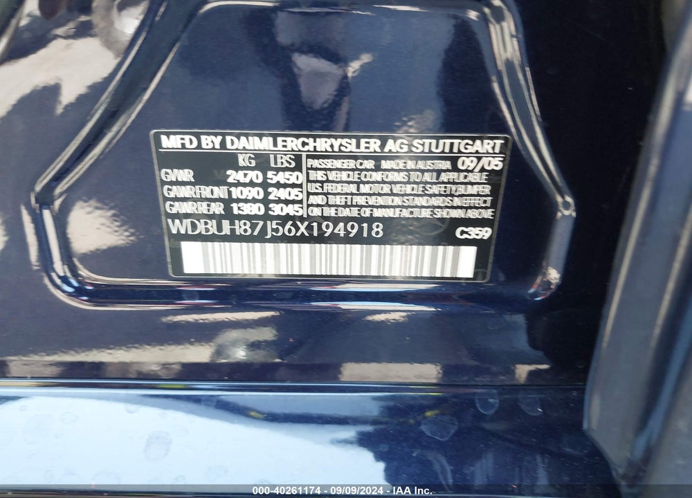 2006 MERCEDES-BENZ E 350 4MATIC VIN: WDBUH87J56X194918