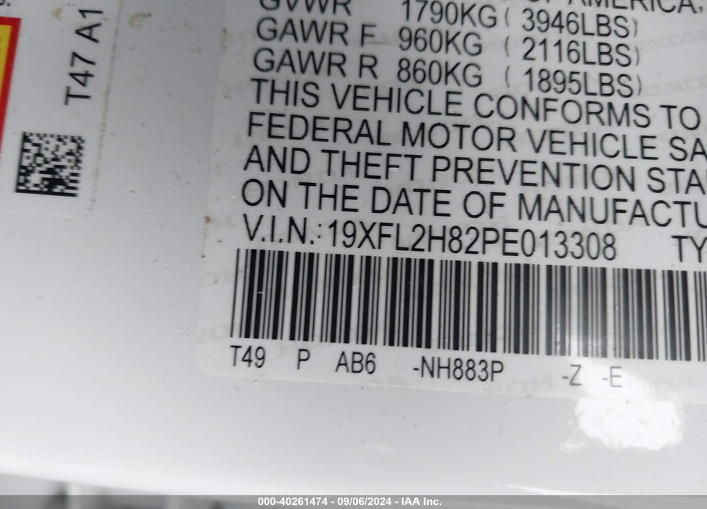 2023 HONDA CIVIC SPORT VIN: 19XFL2H82PE013308