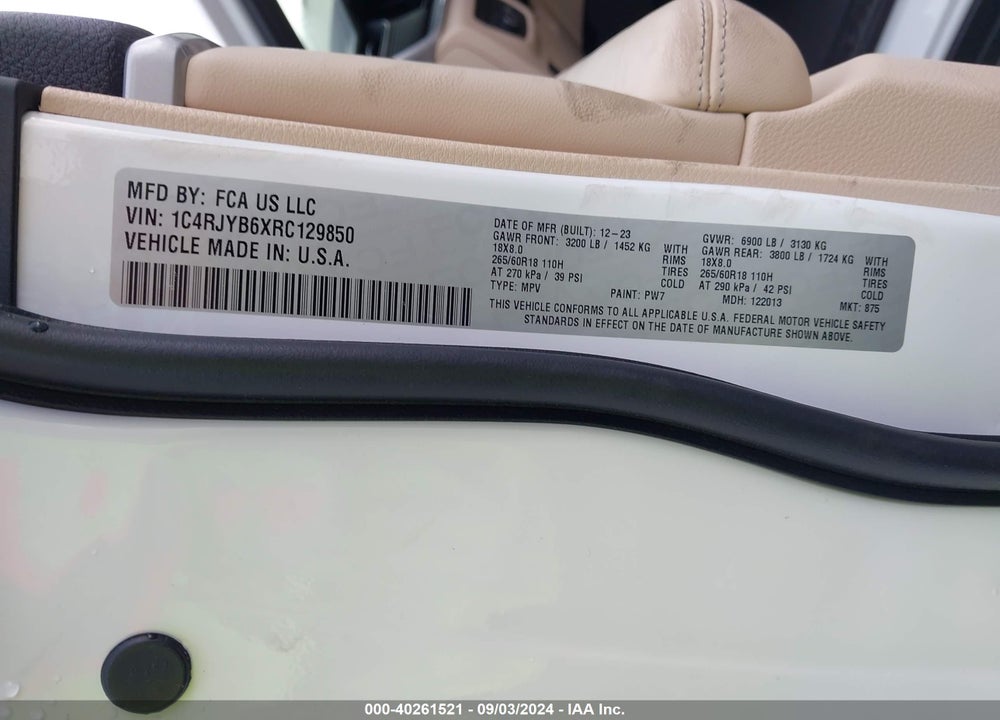 2024 JEEP GRAND CHEROKEE 4XE VIN: 1C4RJYB6XRC129850