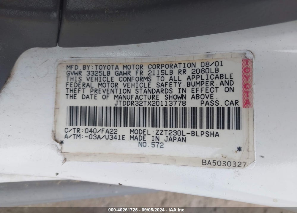 2002 TOYOTA CELICA GT VIN: JTDDR32TX20113778