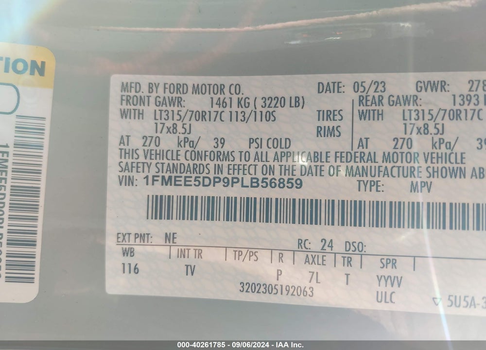 2023 FORD BRONCO WILDTRAK VIN: 1FMEE5DP9PLB56859