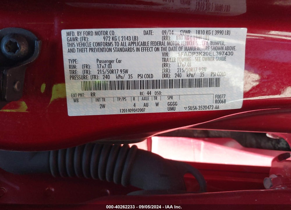 2014 FORD FOCUS SE VIN: 1FADP3K20EL397430