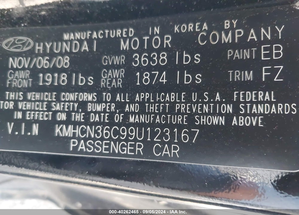 2009 HYUNDAI ACCENT SE VIN: KMHCN36C99U123167