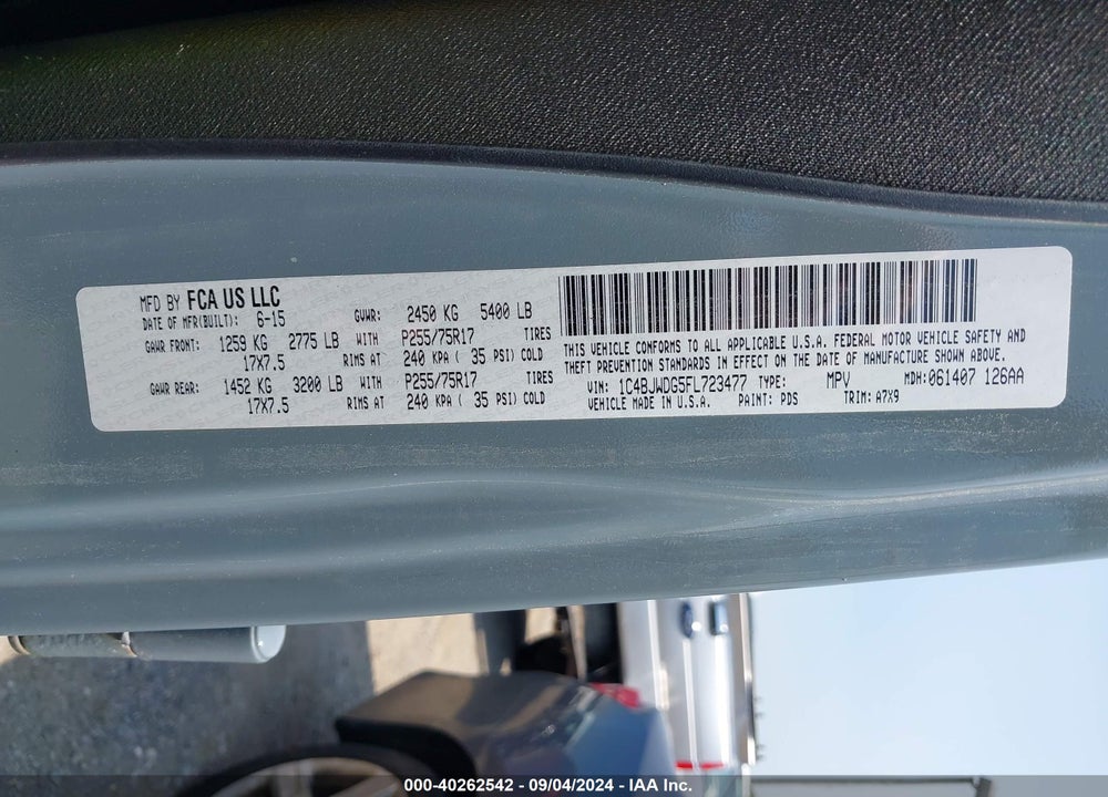 2015 JEEP WRANGLER UNLIMITED SPORT VIN: 1C4BJWDG5FL723477