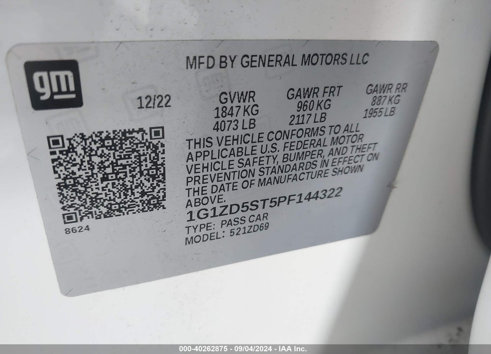 2023 CHEVROLET MALIBU FWD 1LT VIN: 1G1ZD5ST5PF144322