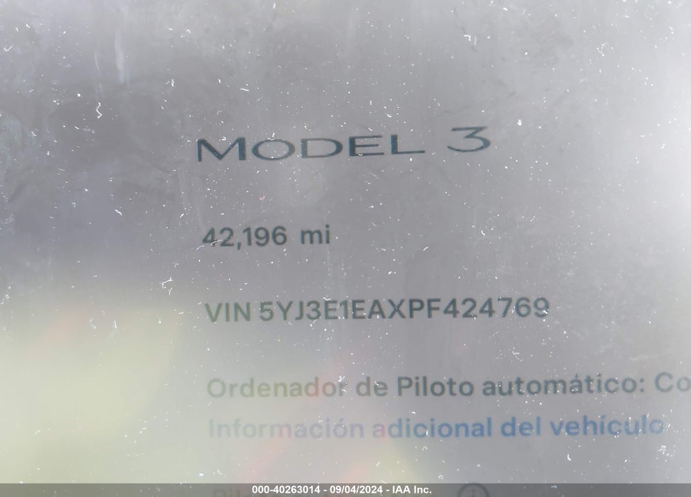 2023 TESLA MODEL 3 REAR-WHEEL DRIVE VIN: 5YJ3E1EAXPF424769
